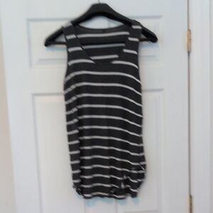 Zenana Outfitters Charcoal and White Striped Tank Top